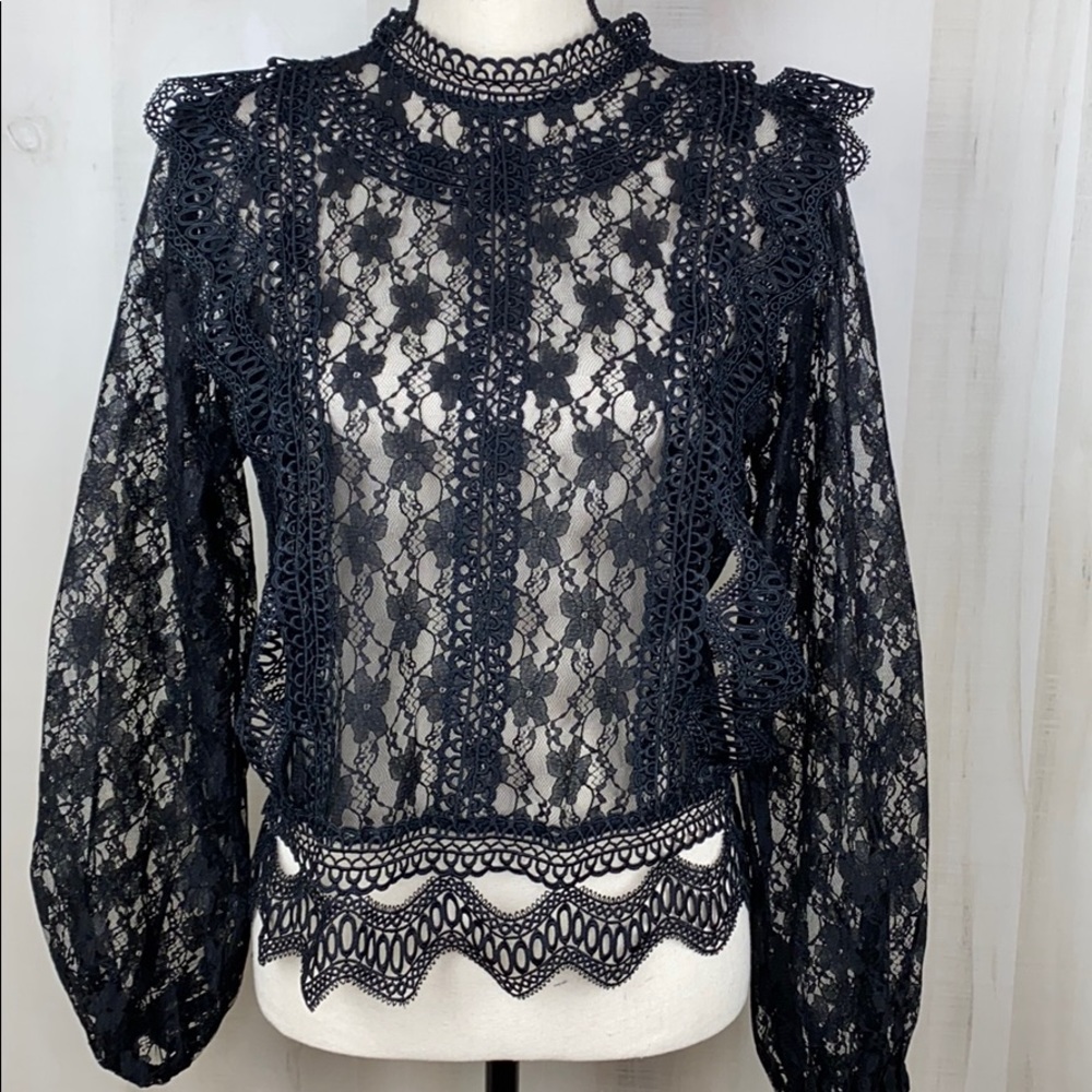 Anthropologie flawless lace mock neck top size M